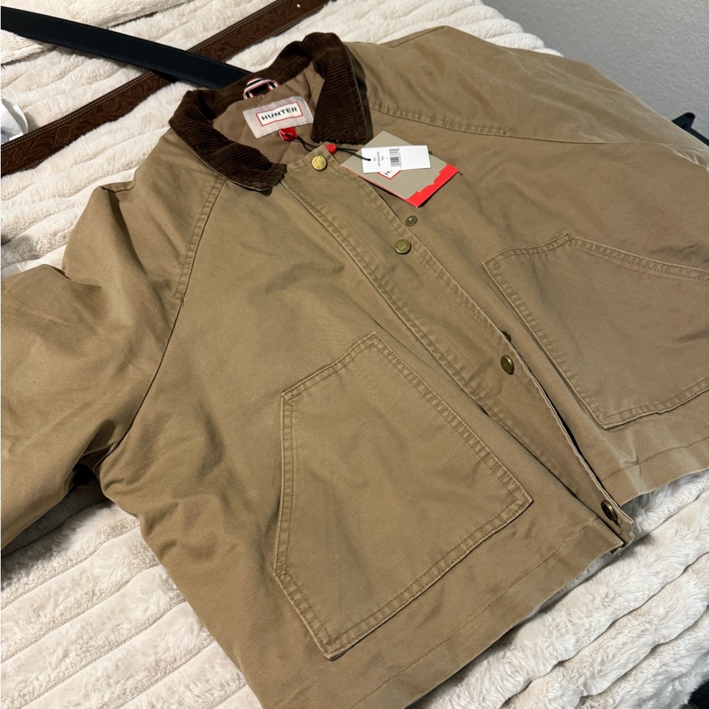 Hunter Women's Khaki Utility Jacket with Brown Corduroy Collar - Picture 7 of 14